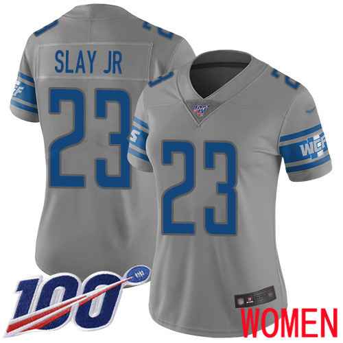 Detroit Lions Limited Gray Women Darius Slay Jersey NFL Football #23 100th Season Inverted Legend->women nfl jersey->Women Jersey